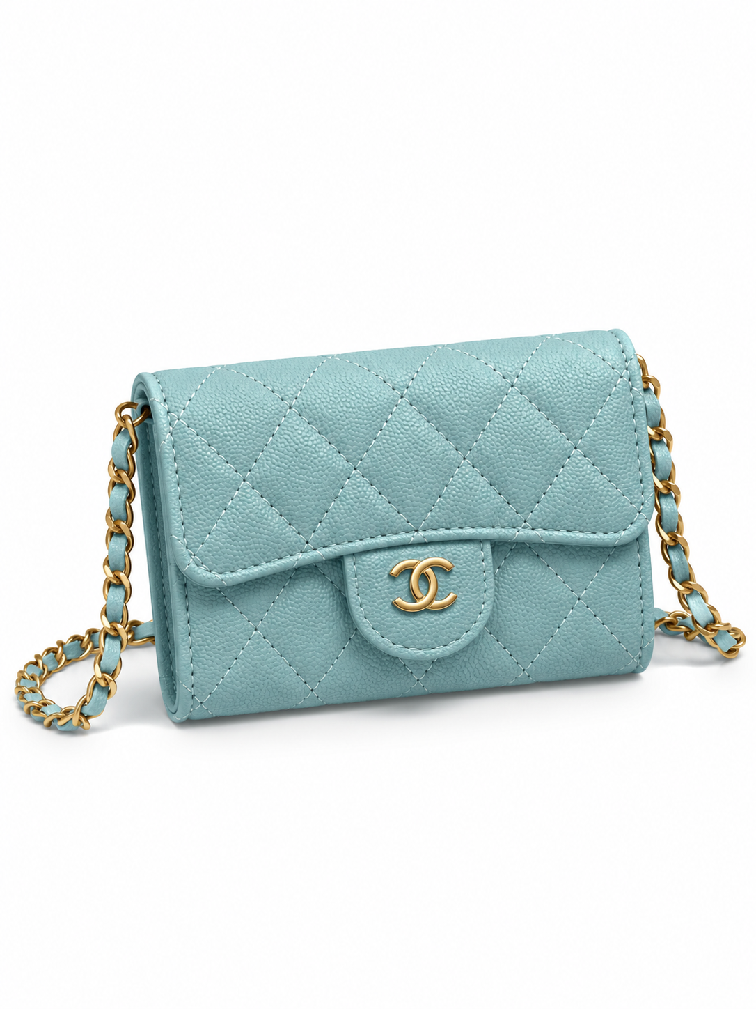 Mini Sac à Bandoulière - Cuir
Grainé Turquoise - Détails
Dorés