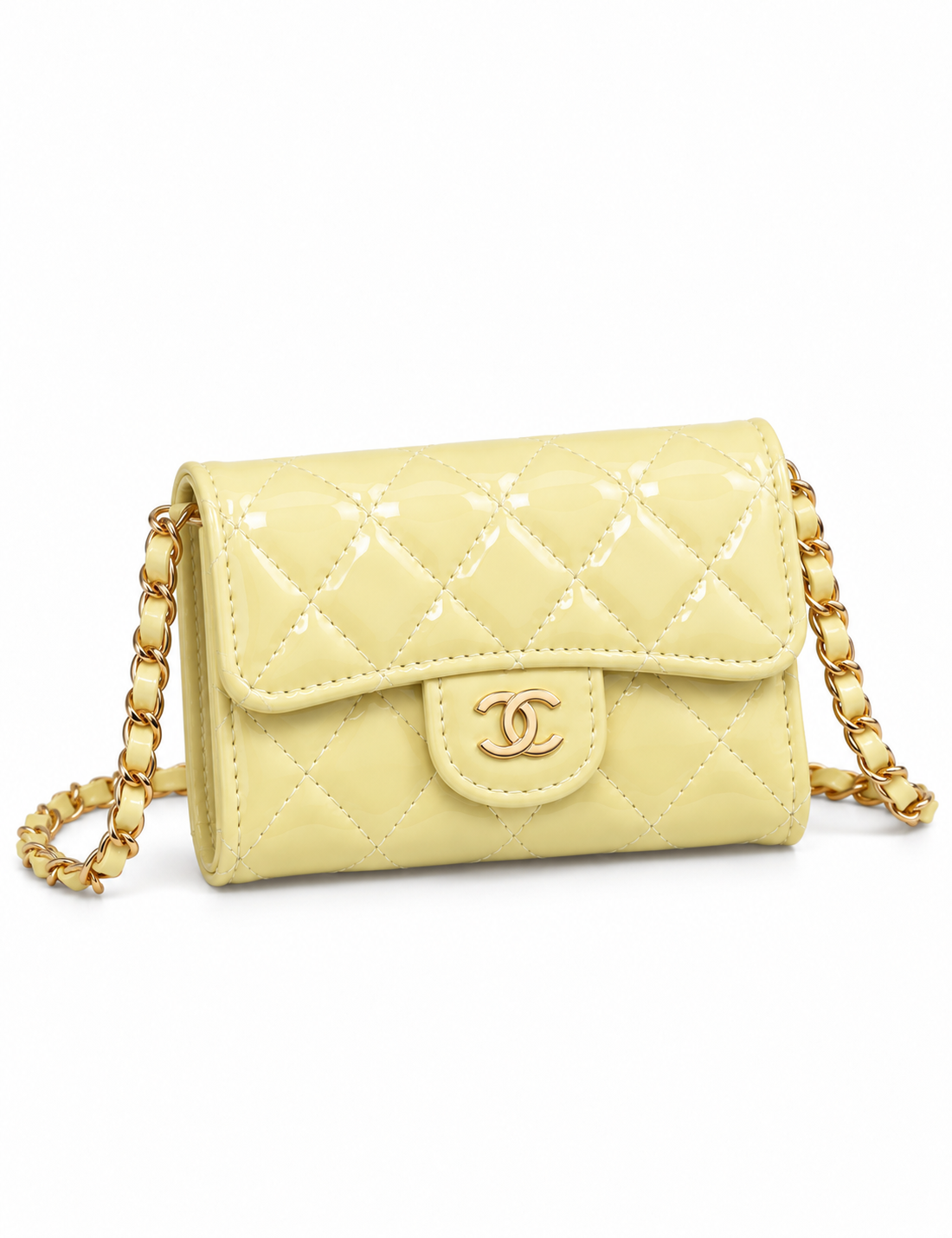 Mini Sac à Bandoulière - Glassy Jaune Pastel - Détails
Dorés