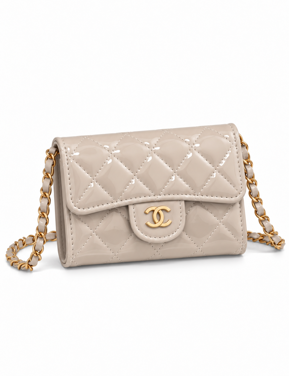 Mini Sac à Bandoulière -Glassy Taupe Clair- Détails
Dorés