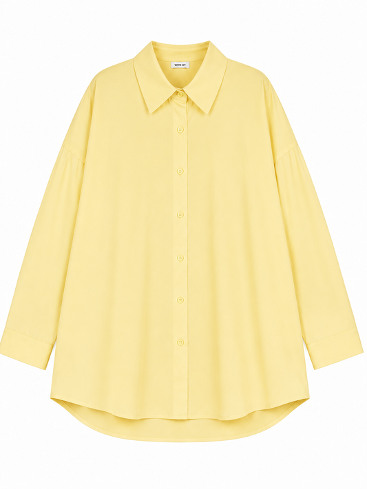 Chemise Oversize à Laçage – Jaune Beurre