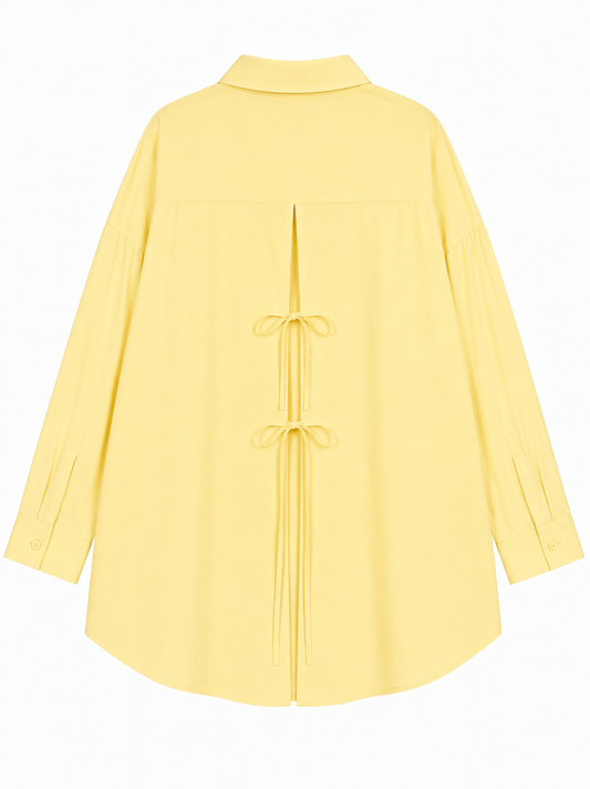 Chemise Oversize à Laçage – Jaune Beurre