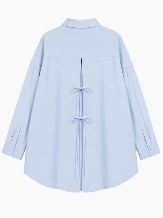 Chemise Oversize à Laçage – Bleu Ciel