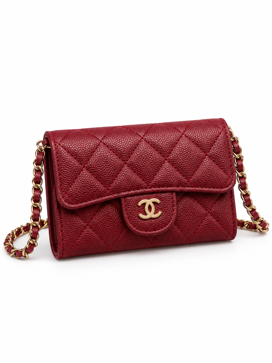 Mini sac en cuir grainé Bordeaux