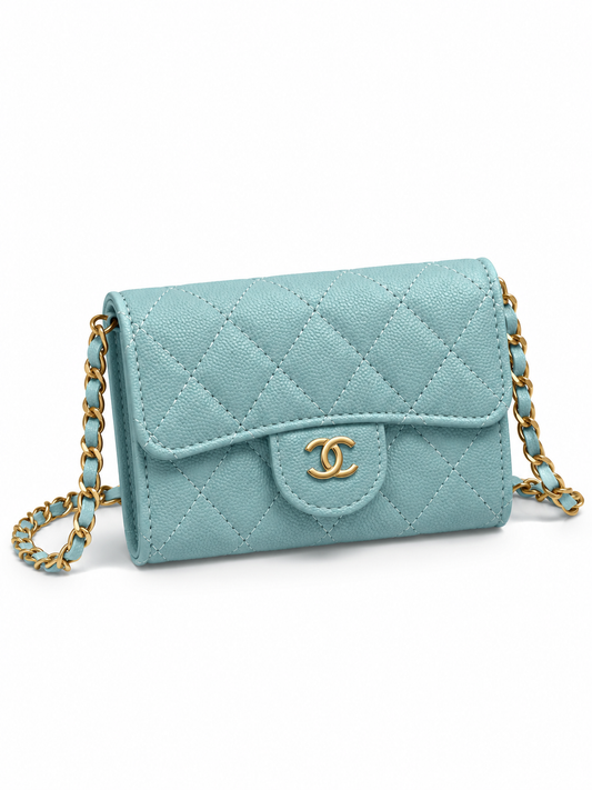 Mini Sac à Bandoulière - Cuir
Grainé Turquoise - Détails
Dorés