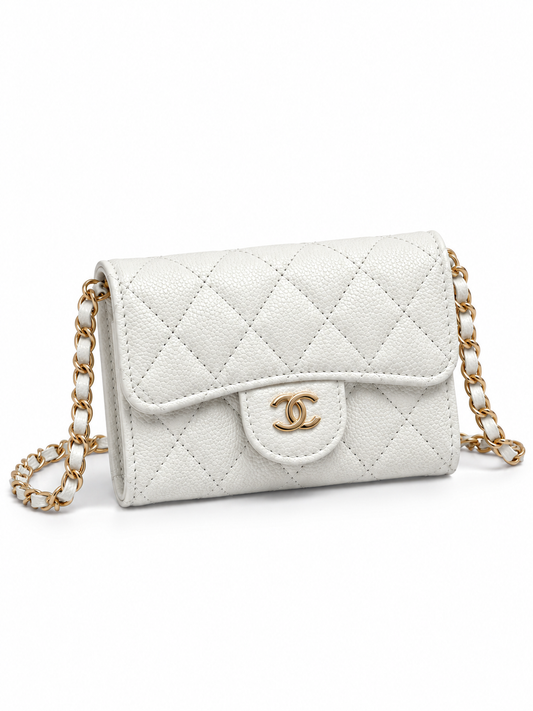 Mini Sac à Bandoulière - Cuir
Grainé Blanc - Détails
Dorés