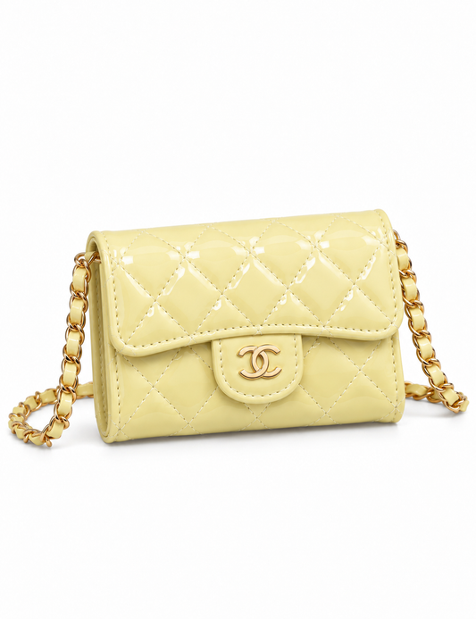Mini Sac à Bandoulière - Glassy Jaune Pastel - Détails
Dorés
