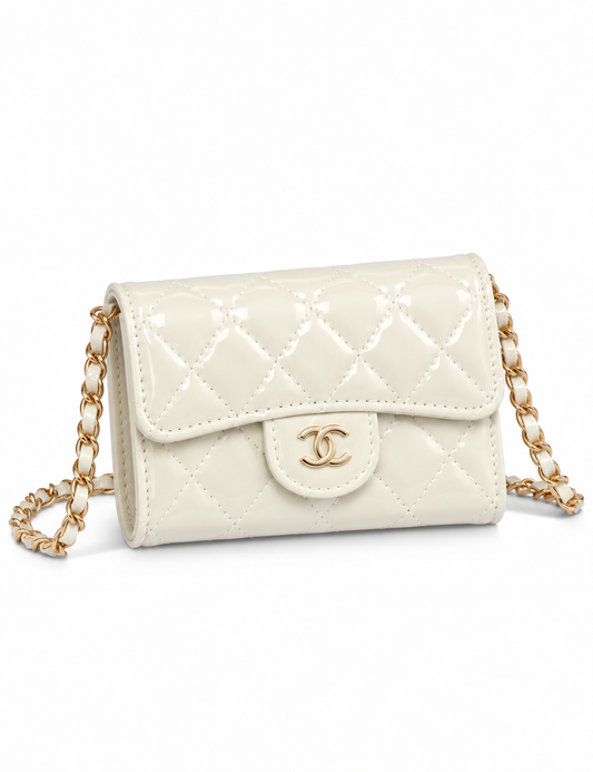 Mini Sac à Bandoulière -Glassy Crème Clair- Détails
Dorés