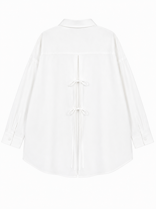 Chemise Oversize à Laçage – Blanc
