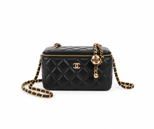 Sac Vanity – Noir Matelassé & Détails Dorés